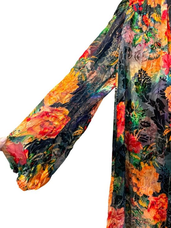 Johnny Was Renna Burnout Midi Floral Shift Dress Medium New - Picture 7 of 9